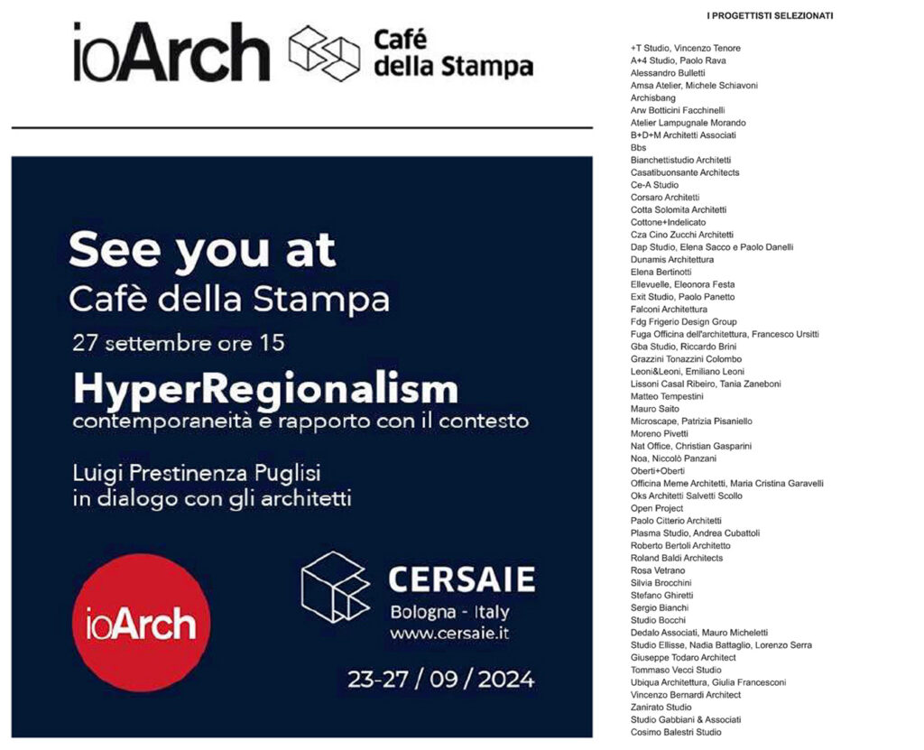 HyperRegionalism Bologna settembre 2024 a cura di Luigi Prestinenza Puglisi e IoArch